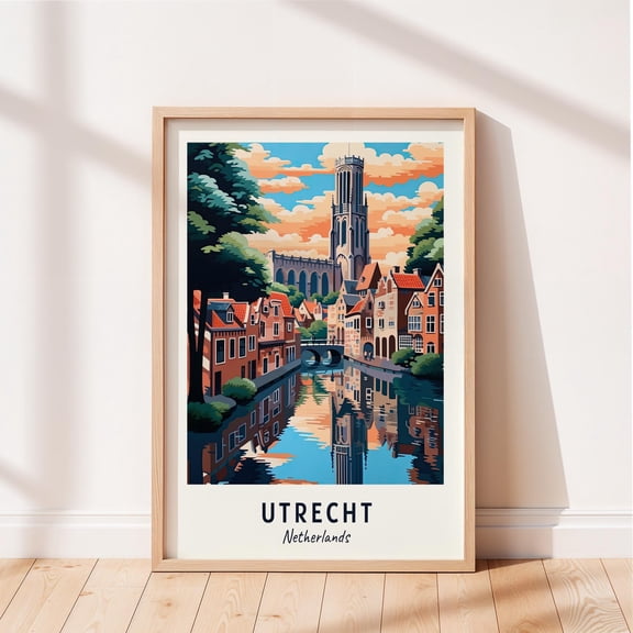 Utrecht Travel Dom Tower Netherlands Cityscape Poster , Poster Print Only