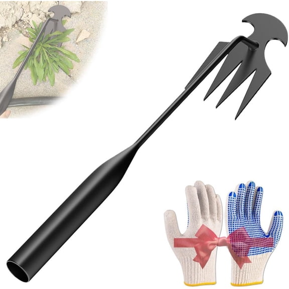 Utrum Farwithdistance Weeding Tool, Dual Purpose Manual Weeder Tool, Garden Weeding Tools Manganese Steel Hand Pulling Tool with Handle, Small Hand Shovel for Gardening, Weed Puller Tool(19.7in)
