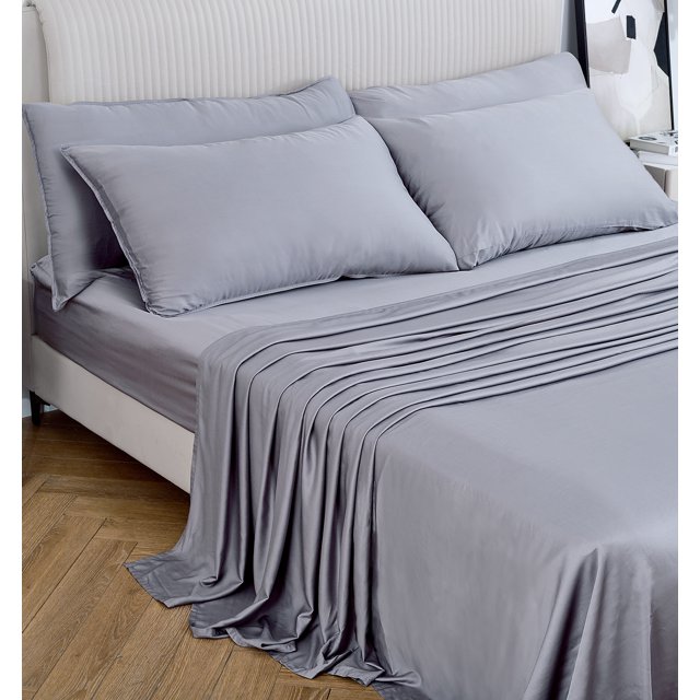 Uttermara King Size Bamboo Cooling Sheets Set, Luxury Soft 6 Piece Deep