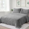 thumbnail image 1 of Uttermara Light Grey Faux Fur King Size Comforter Set, 3-piece Plush Sherpa Backing Reversible Bedding Comforter Set for Winter,104 x 88 inch, 1 of 8