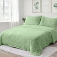 thumbnail image 1 of Uttermara Queen Comforter Set, 3 Pieces Shaggy Faux Fur Reverse Comforter with 2 Pillowcase Bedding Comforter Set, Twin Full Size, 88" x 88", Green, 1 of 10