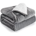thumbnail image 1 of Buzio 15 Pounds Queen Size 60” x 80” Sherpa Fleece Soft Cozy Fuzzy Heavy Weighted Blanket for Adults ,Gray White, 1 of 7