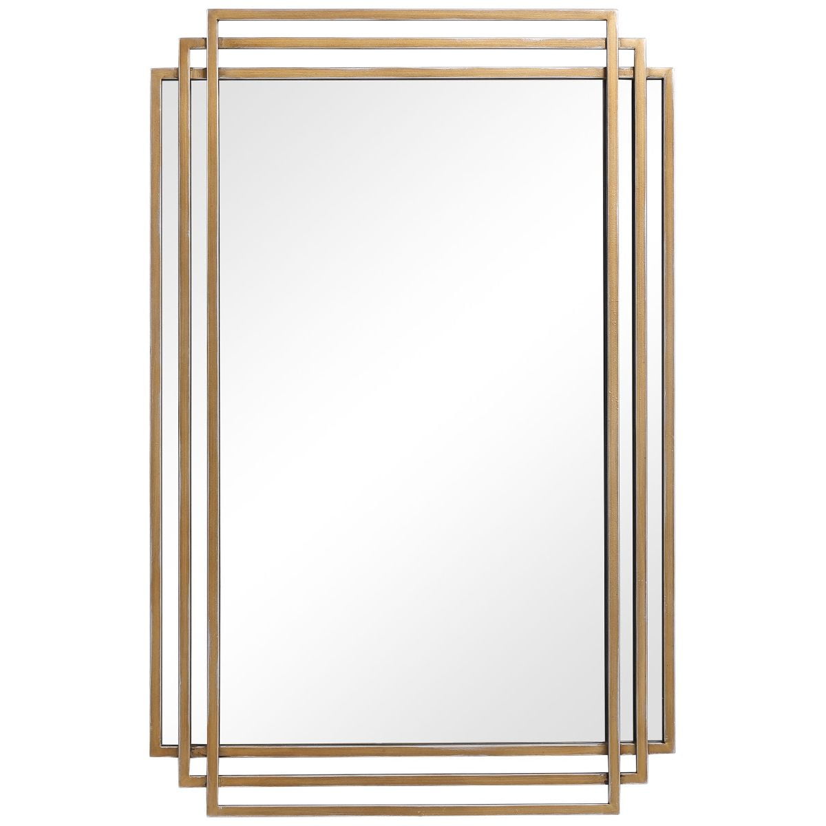 Amherst Rectangular Brushed Gold Iron Wall Mirror