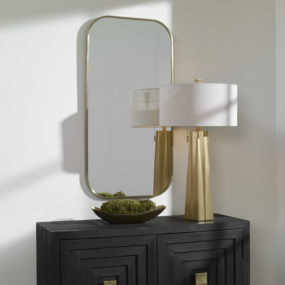 Uttermost 09718 Taft 21" X 41" Contemporary Sleek Vanity Bathroom Wall Mirror - Brass