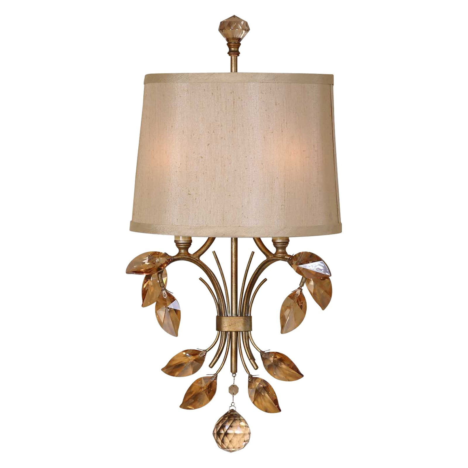 Burnished Gold 2-Light Sconce with Crystal Accents