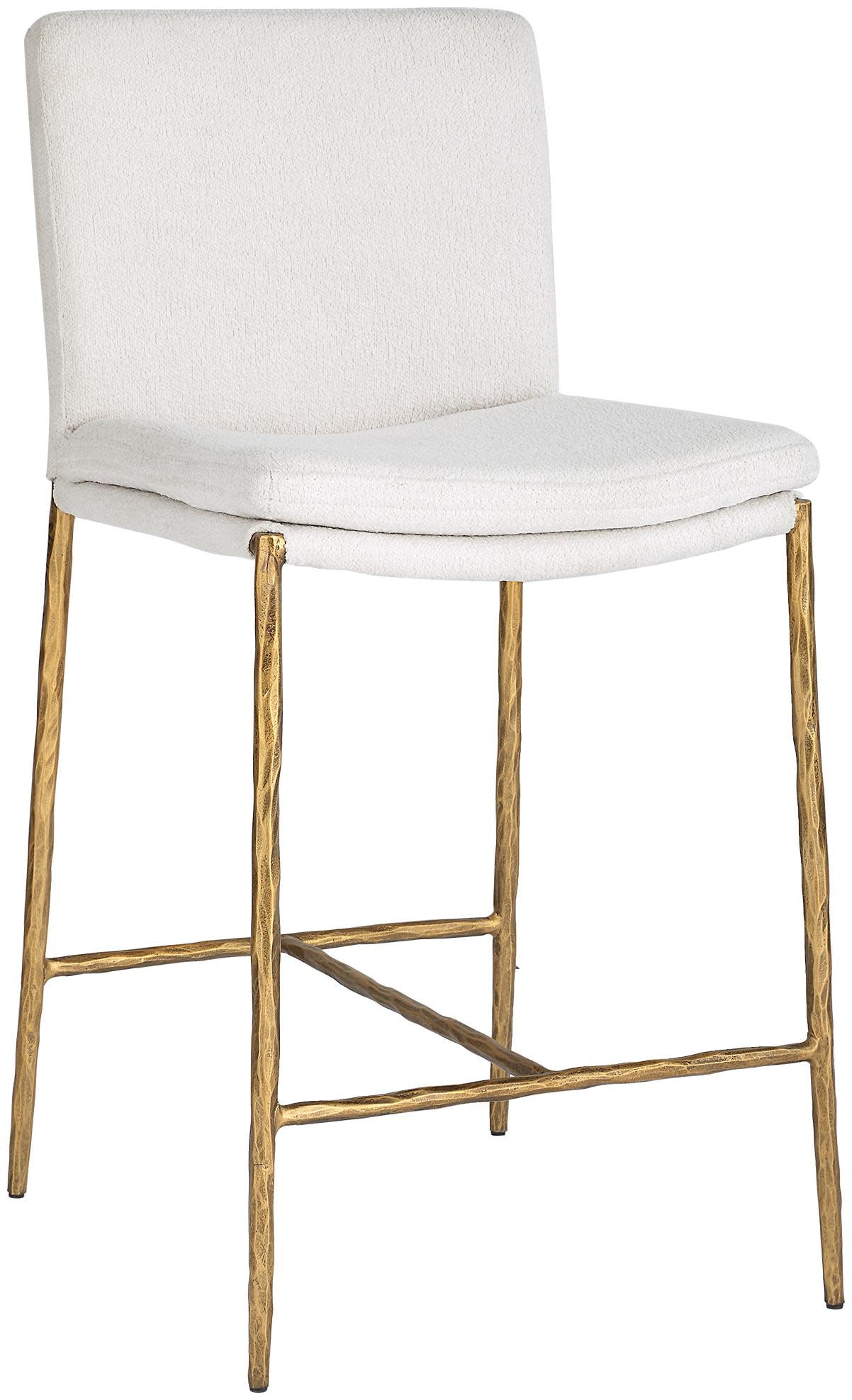 Ascend White Boucle Counter Stool with Gold Iron Base