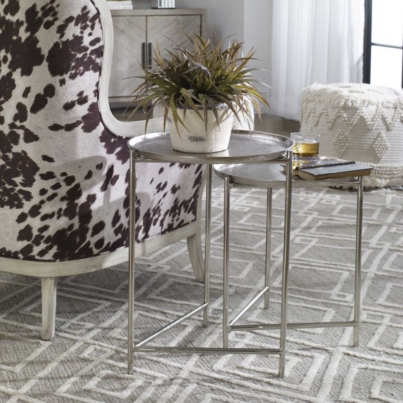Uttermost 251-Burnett-Nest-Table Burnett Set Of 2 Modern Industrial Side Nesting Tables -