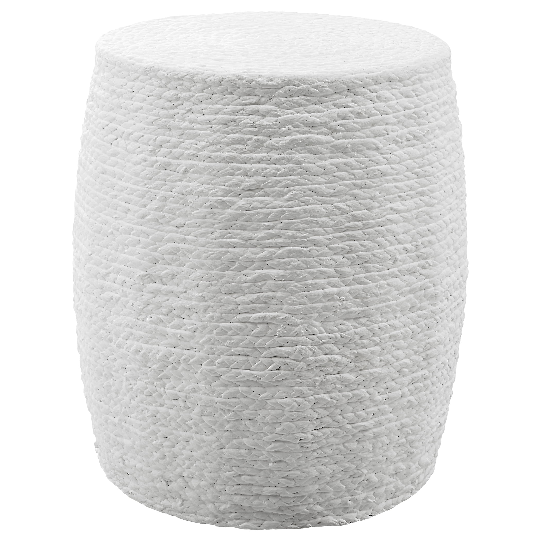 Resort Casual White Braided Straw Accent Stool