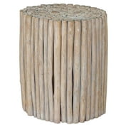 Uttermost 25439 Tectona 21-1/2" Diameter Wood Drum Table - Bleached Driftwood