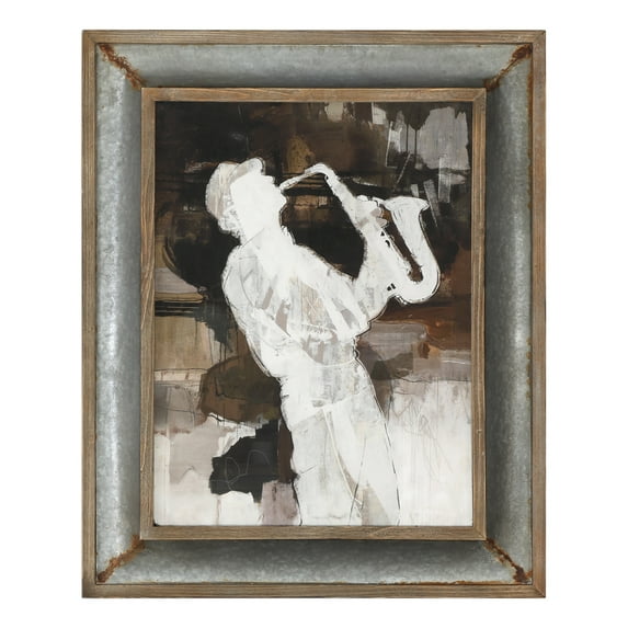Uttermost 51109 Jazz Sax 34" X 41 7/8" Framed Figures Painting On Paper By Grace Feyock