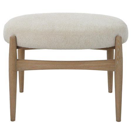 Uttermost Acrobat Wood and Fabric Small Bench in Off White/Oak