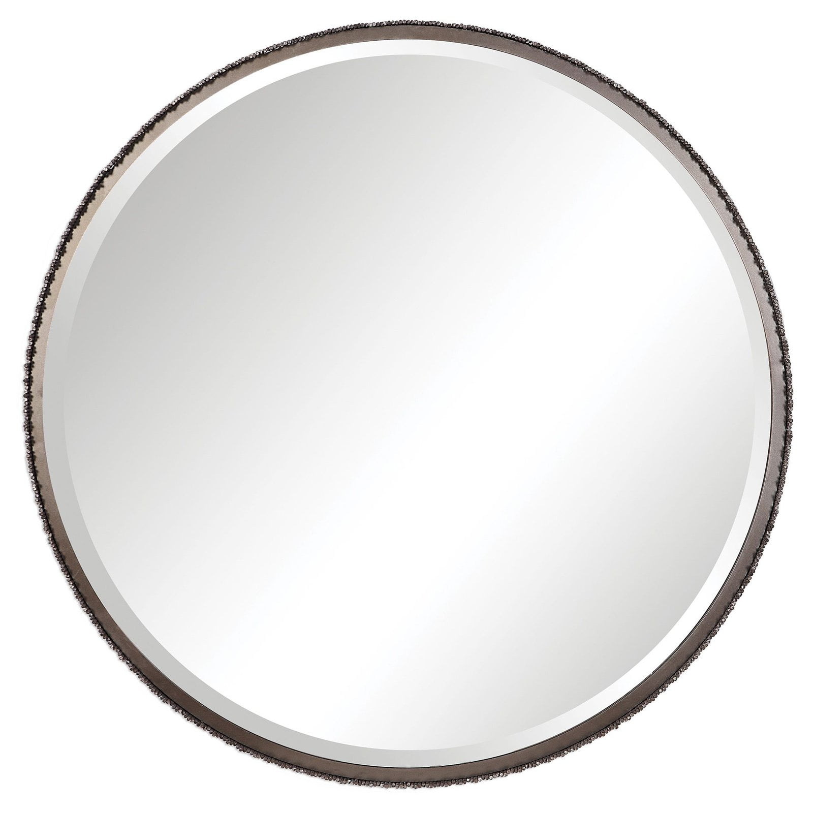 Ada 40" Round Burnished Steel Silver Mirror