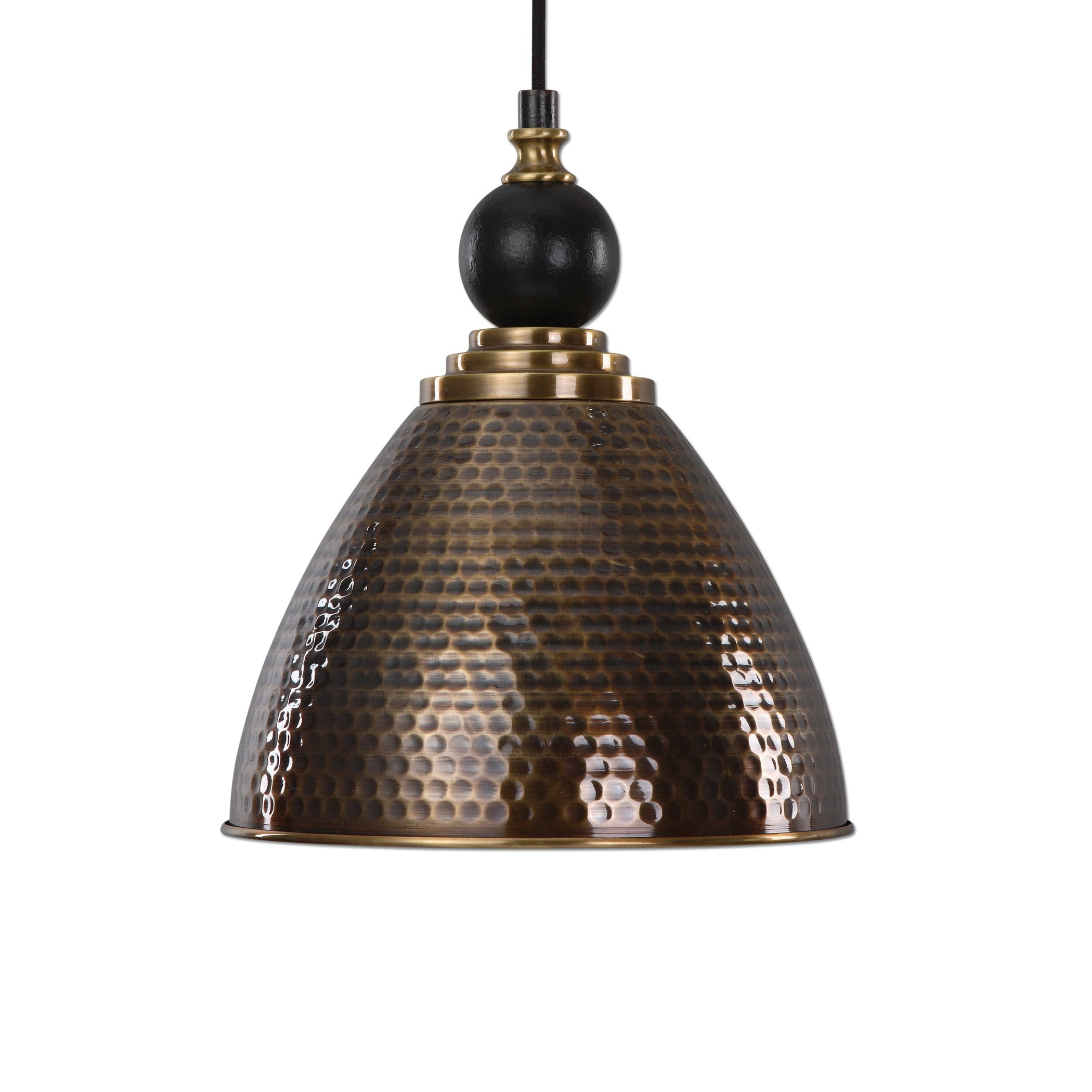 Adastra Hammered Antique Brass 12" Transitional Pendant Light