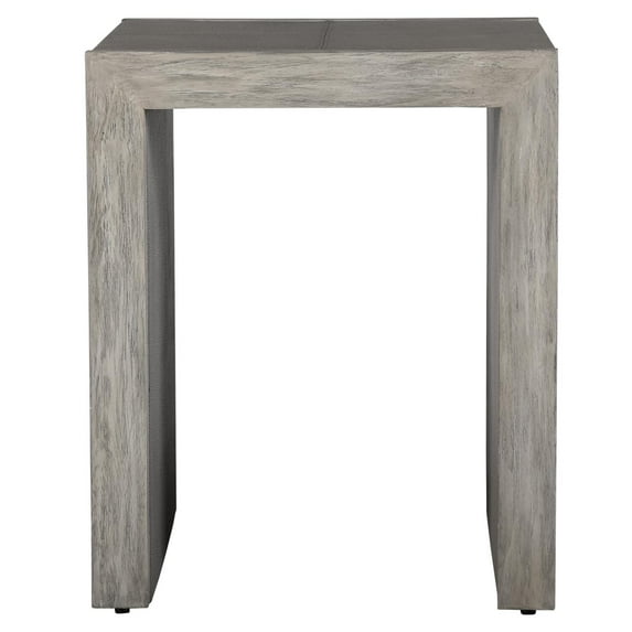 Uttermost Aerina Contemporary Wood & Faux Shagreen End Table in Light Gray
