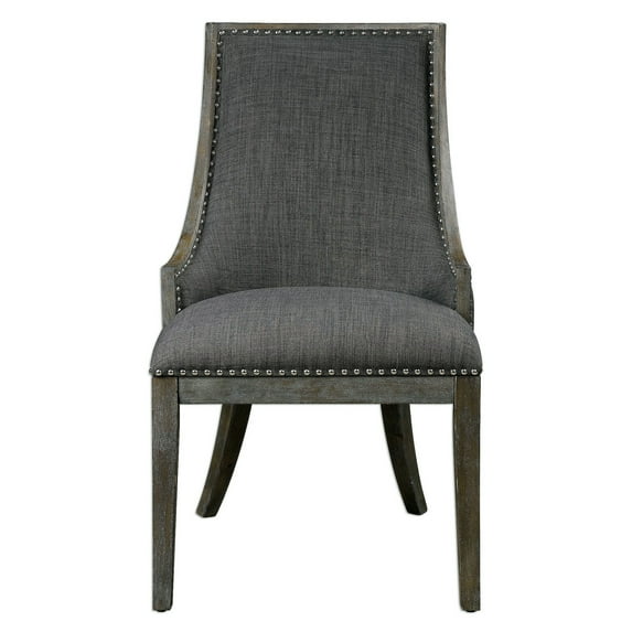 Uttermost Aidrian Transitional Wood and Fabric Accent Chair in Gray