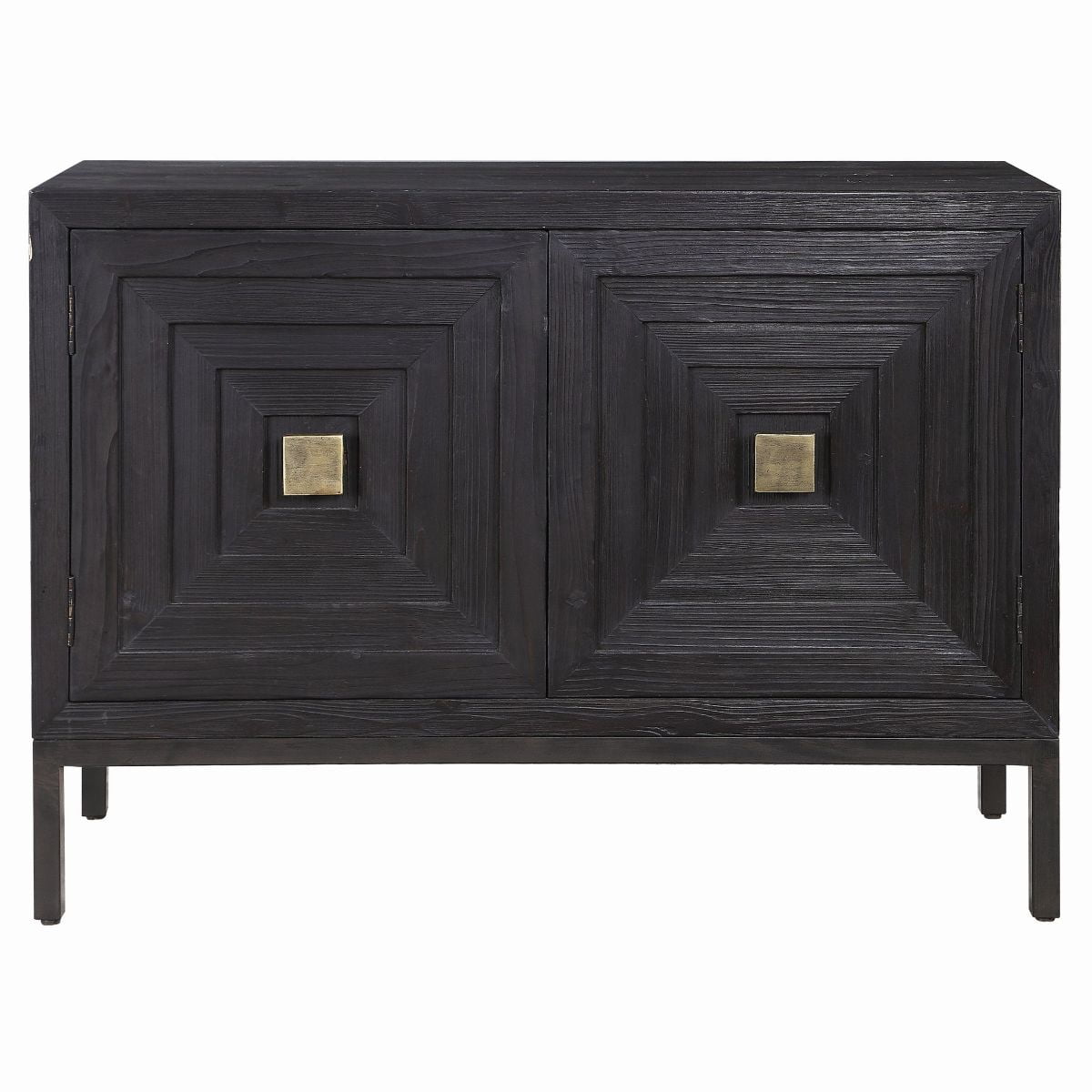 Elegant Dark Walnut Geometric 43" Storage Cabinet
