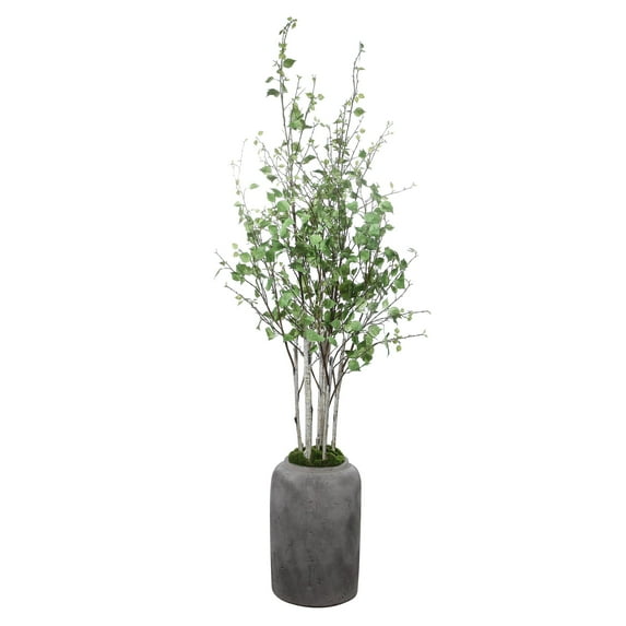 Uttermost Aldis Polyester Fabric and Iron Potted River Birch in Aged Stone
