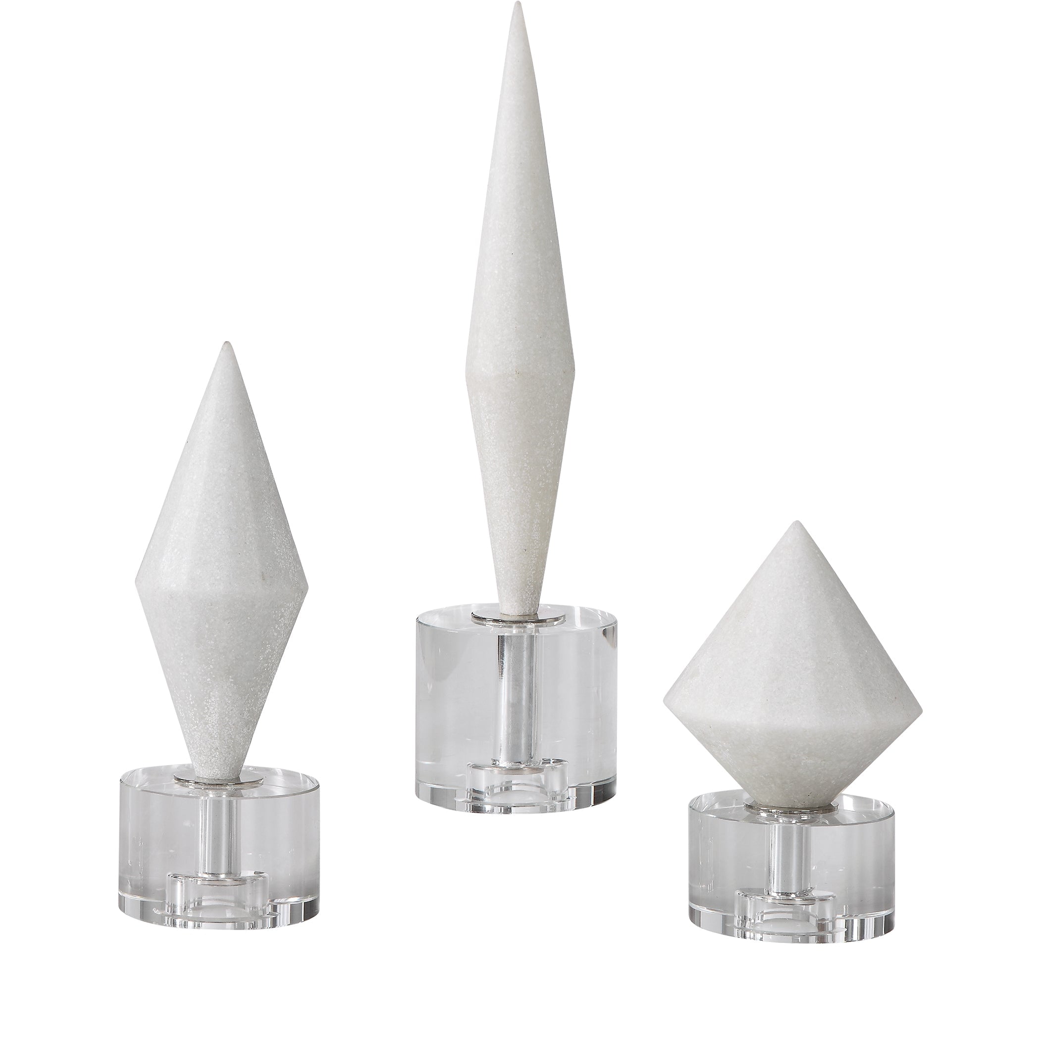 Alize White Diamond Crystal Sculpture Trio, 14" High