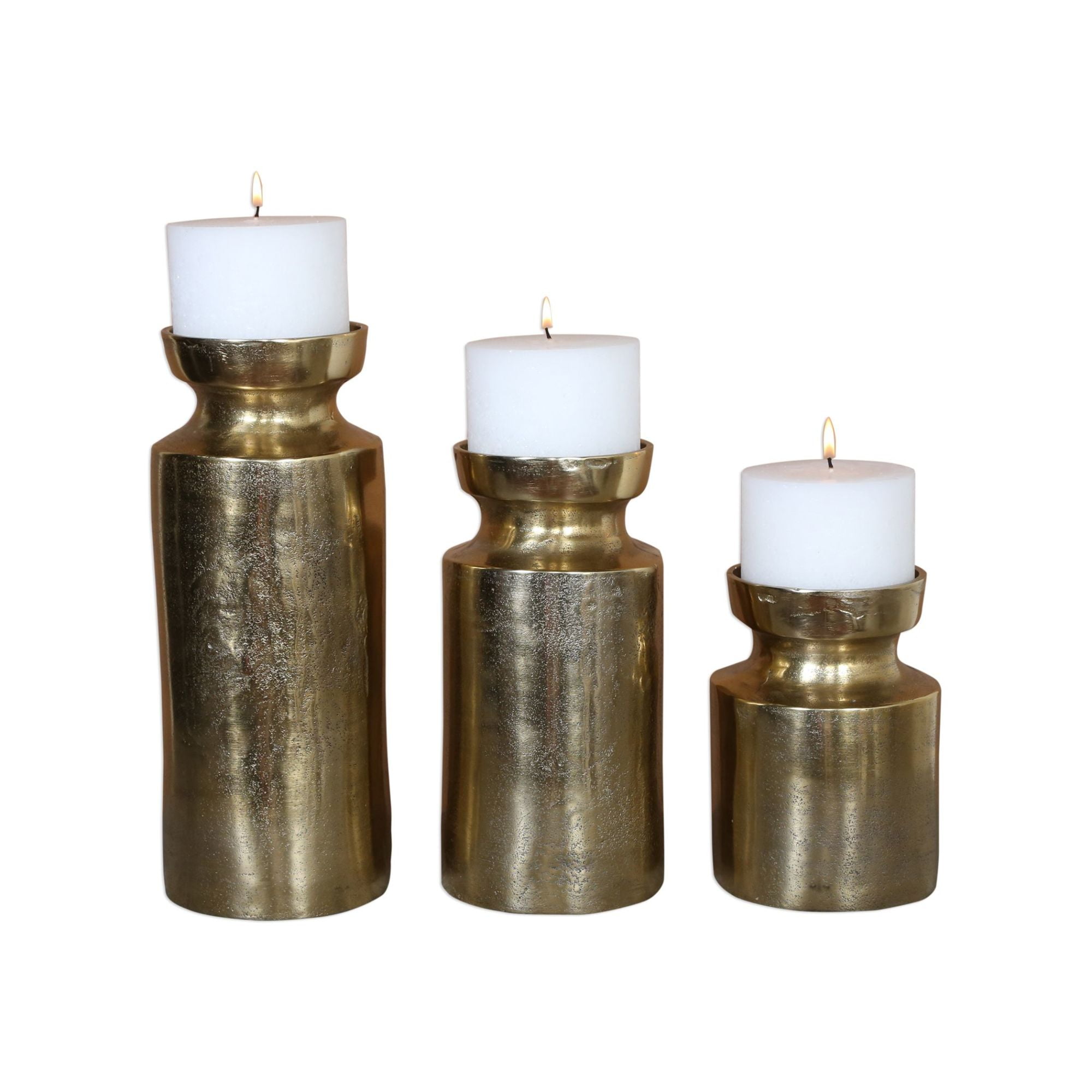 Antique Brass Amina Transitional Candleholder Trio