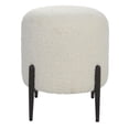 thumbnail image 1 of Uttermost Arles Contemporary Fabric Shearling Ottoman in White/Satin Black, 1 of 6