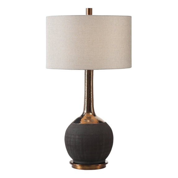 Uttermost Arnav Steel and Ceramic Table Lamp in Textured Black and Light Gray