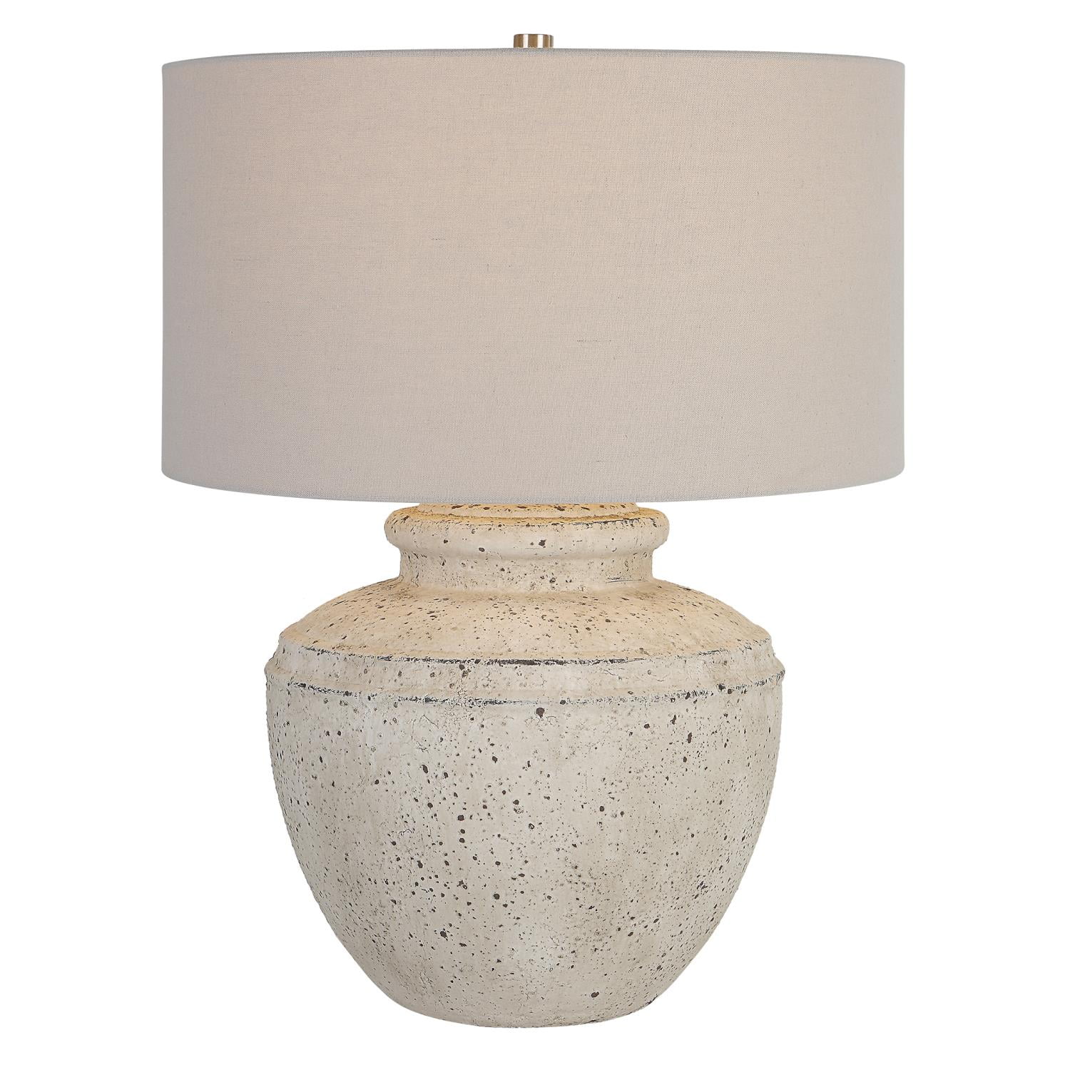 Uttermost Artifact Steel Ceramic and Fabric Table Lamp in Gray/White