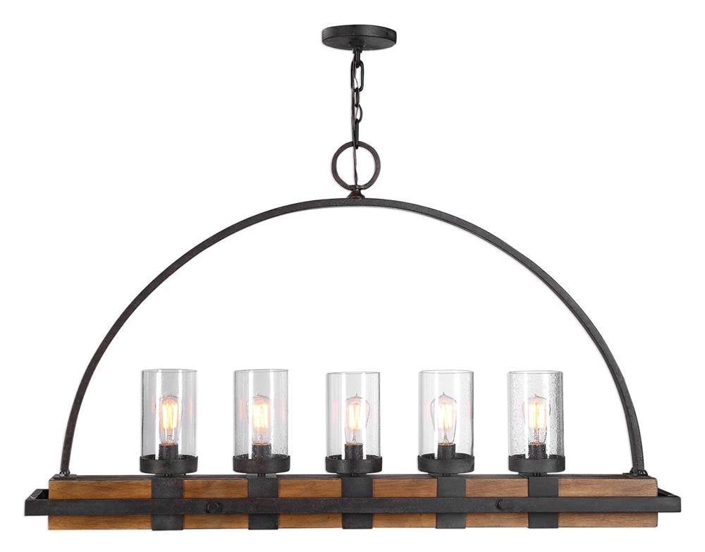 Deep Weathered Bronze 5-Light Linear Island Pendant