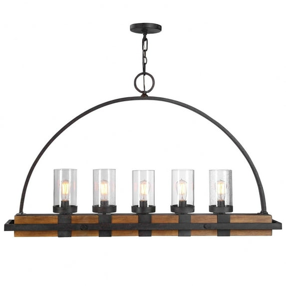 Uttermost Atwood 5-Light Traditional Steel Linear Chandelier in Weathered Bronze