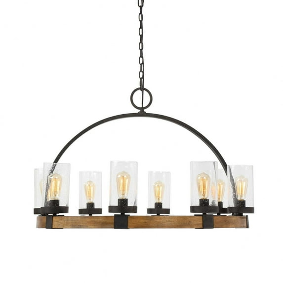 Uttermost Atwood 8-Light Steel Wagon Wheel Chandelier in Black/Bronze