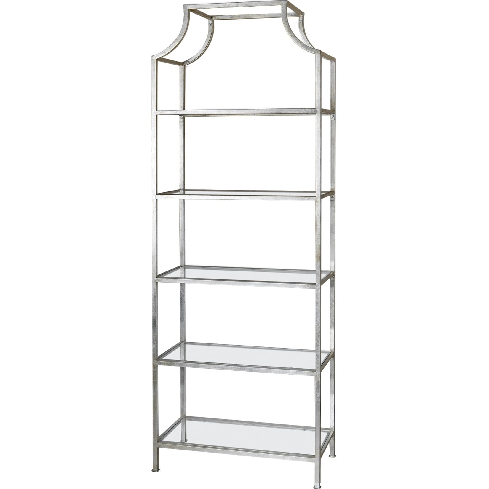 Aurelie Transitional Silver Metal and Glass 5-Shelf Etagere
