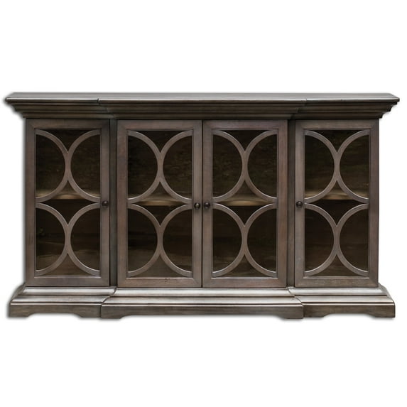 Uttermost Belino 4-Door Contemporary Wood Chest in Silver/Brown