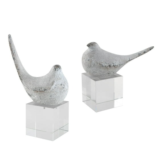 Uttermost Better Together Polyresin Bird Sculptures in Gray/Silver (Set of 2)