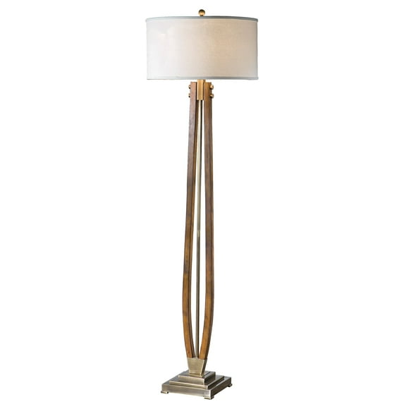 Uttermost Boydton Iron and Linen Floor Lamp in Honey and Light Beige