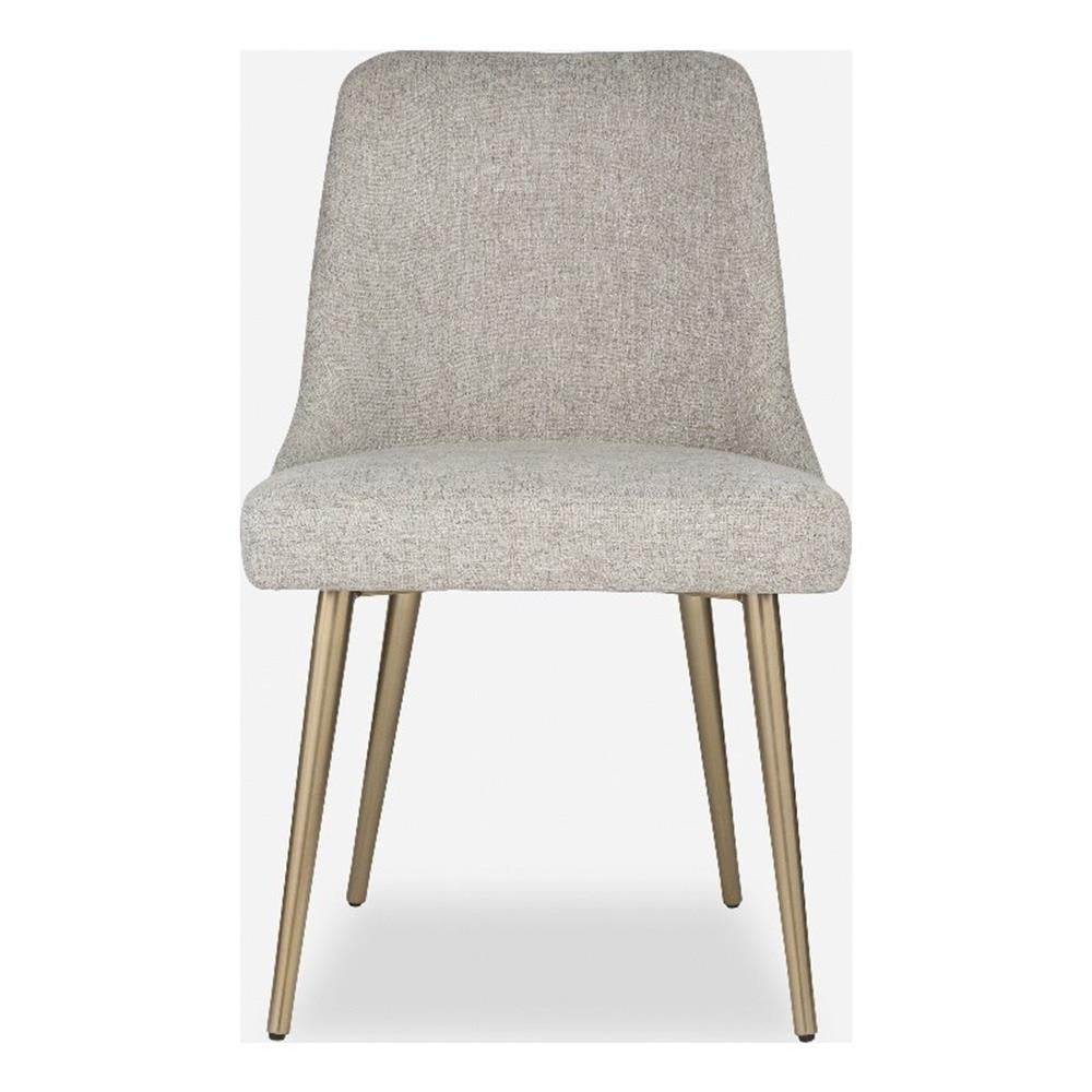 Gray Upholstered Mid Century Modern Side Chair with Metal Legs
