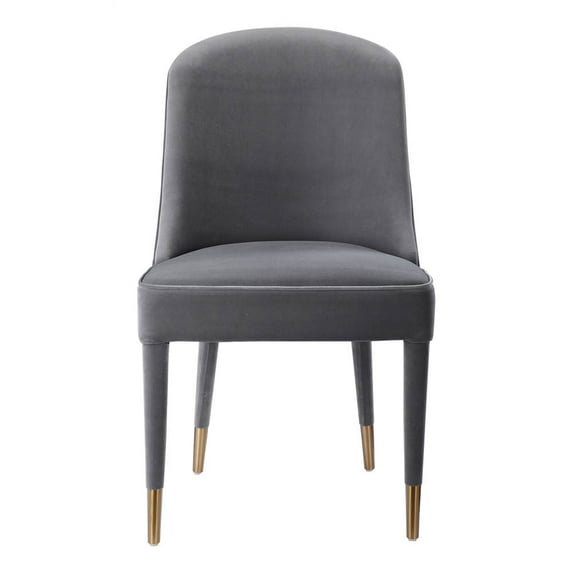 Uttermost Brie Stainless Steel and Fabric Armless Chair in Gray (Set of 2)