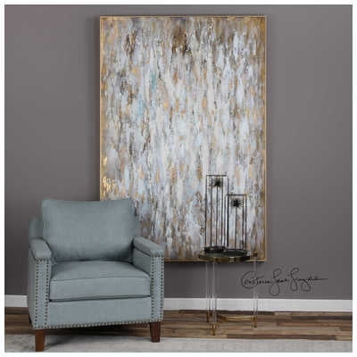 Uttermost Bright Morning Firwood Abstract Art in Blue/Bronze/Gold/White