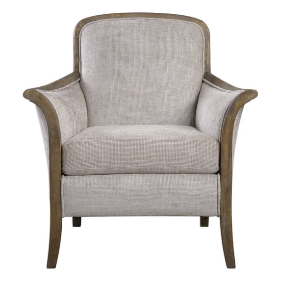 Uttermost Brittoney Wood and Fabric Arm Chair in Weathered Pecan/Brown