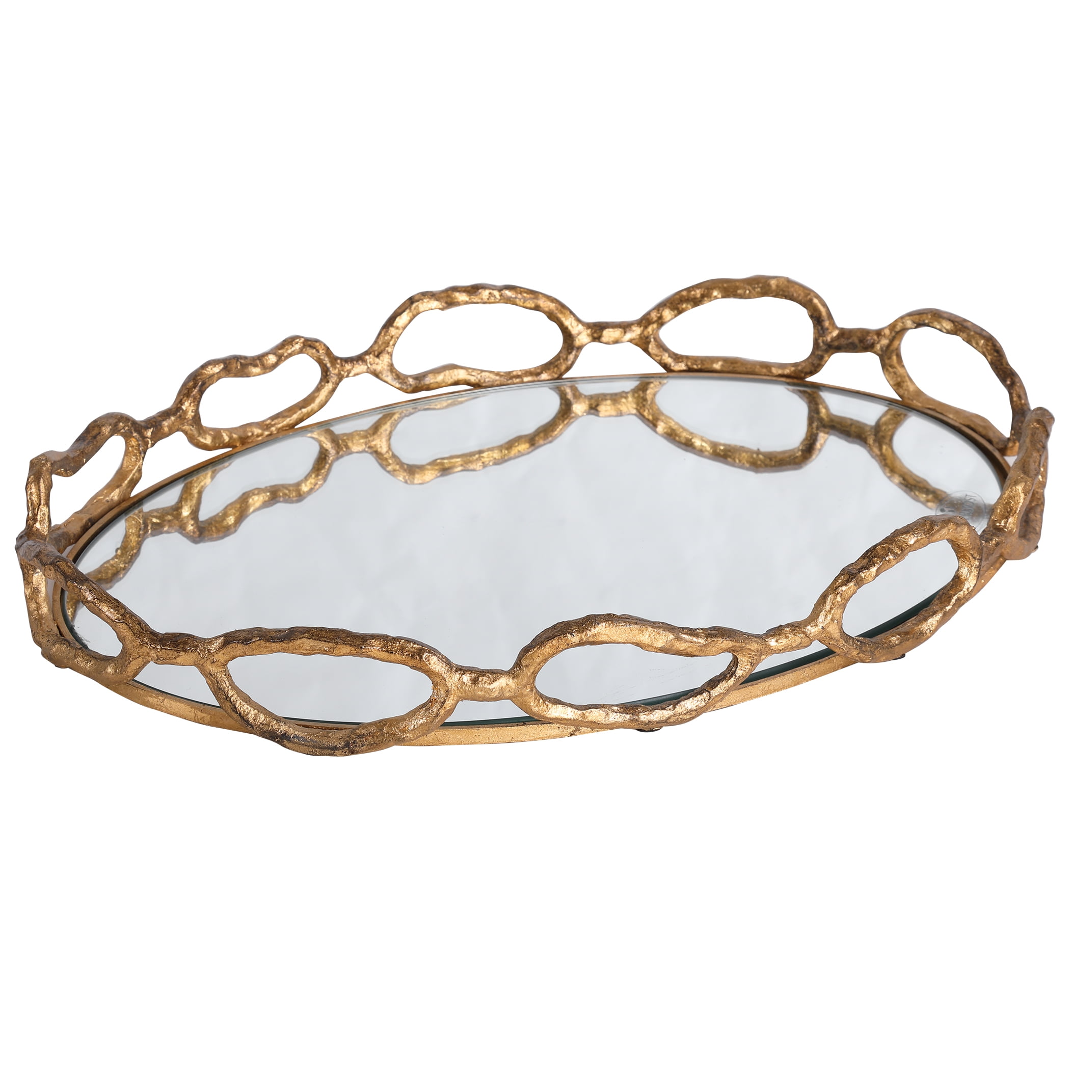 Uttermost Cable Transitional Cast Iron Chain Mirrored Tray in Silver
