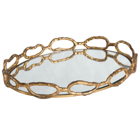 Uttermost Cable Transitional Cast Iron Chain Mirrored Tray in Silver
