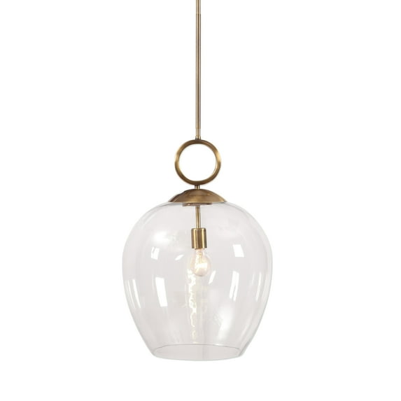 Uttermost Calix Coastal Steel and Glass Pendant Light in Aged Brass/Clear