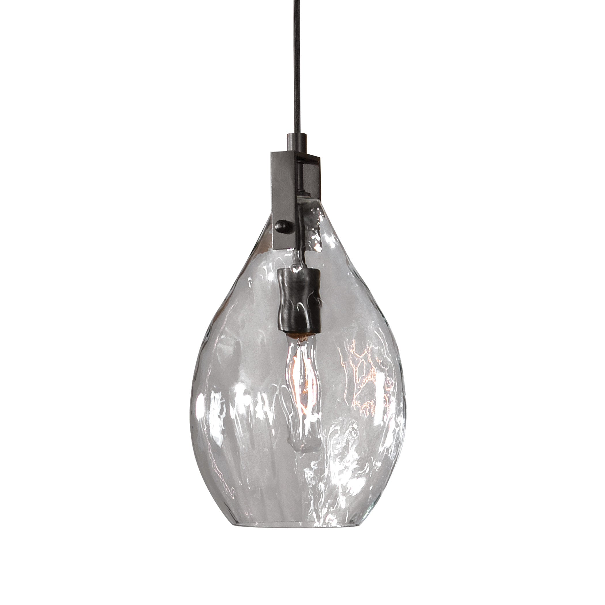 Matte Black and Clear Glass Mini Pendant Light