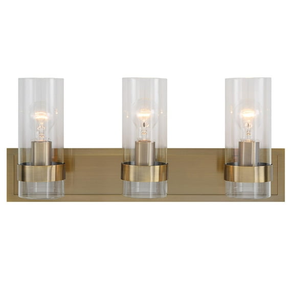 Uttermost Cardiff 3-light Coastal Glass and Steel Vanity in Antique Brass
