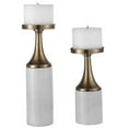 thumbnail image 1 of Uttermost Castiel Steel and Marble Candleholder in Antique Brass (Set of 2), 1 of 4