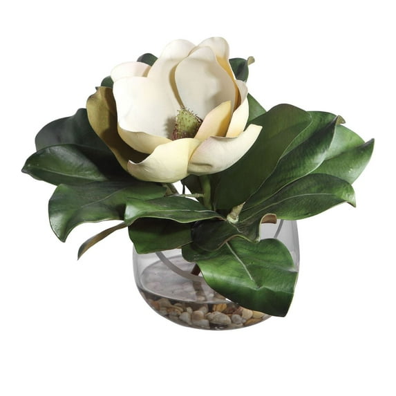 Uttermost Celia Polyester Plastic and Iron Silk Magnolia Accent in Clear