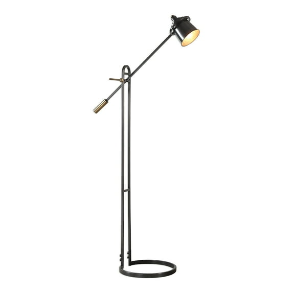 Uttermost Chisum Contemporary Steel Floor Lamp in Dark Bronze and Brass