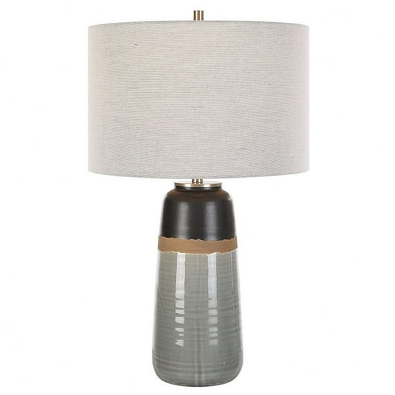 Uttermost Coen Coastal Fabric & Ceramic Lamp in Light Gray and Brown