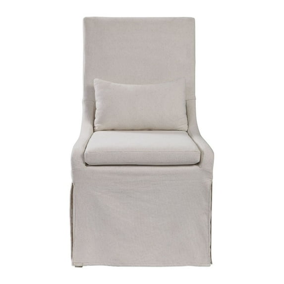 Uttermost Coley Coastal Wood and Fabric Armless Chair in Off White