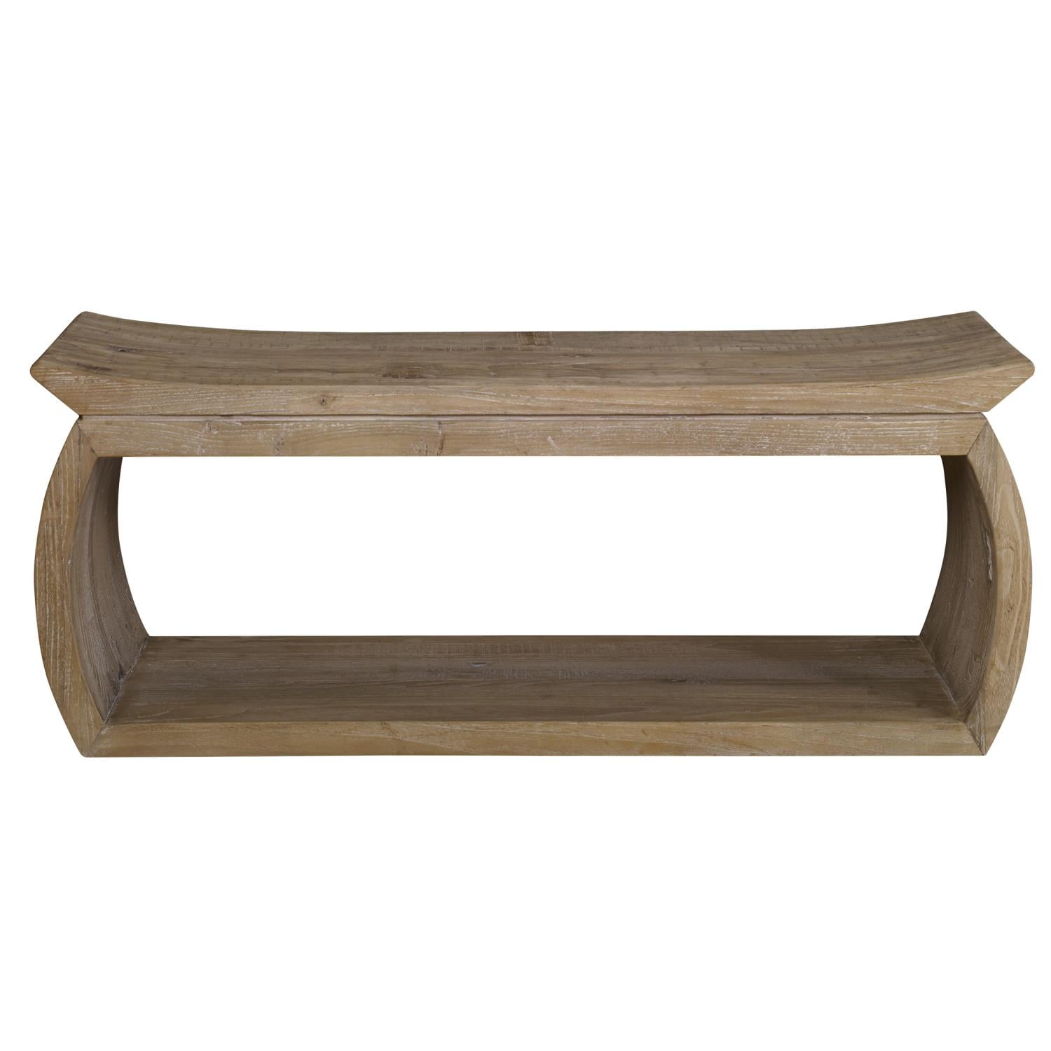 Uttermost Connor Contemporary Reclaimed Elm Wood Bench in Woodtone Brown