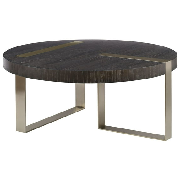 Uttermost Converge Round MDF Wood and Metal Coffee Table in Pewter