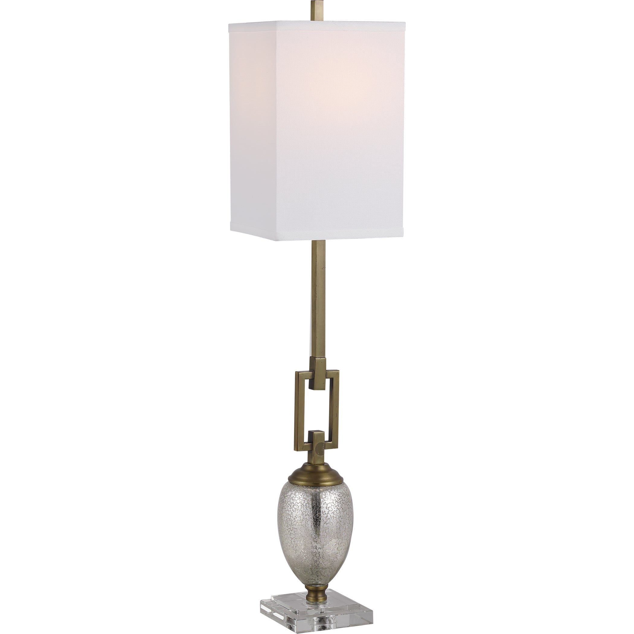 Bronze Mercury Glass Buffet Lamp with Crystal Foot